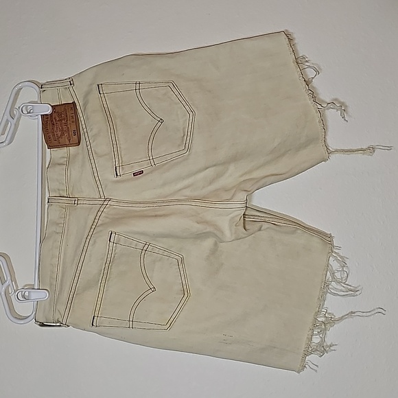 VTG Levi's 501 Cutoffs Shorts Bermuda Jorts Denim Jeans 1990 Button Fly Beige 34 - Picture 2 of 12